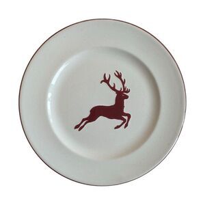 Bordeaux Wine Red Deer Gourmet Breakfast Plate 8 5/8” Gmundner Keramik Rare NWT